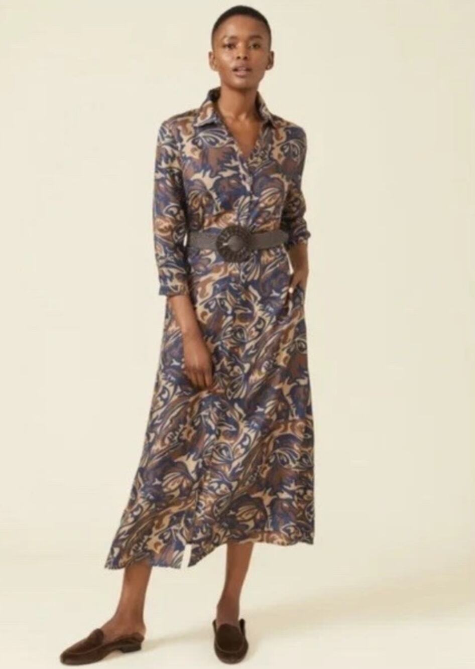 J. Mclaughlin Paloma Silk-Blend Dress in Mod Riffle Size Small